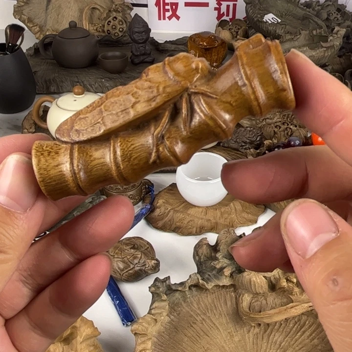 金丝楠金丝楠老料竹节掺手把件！