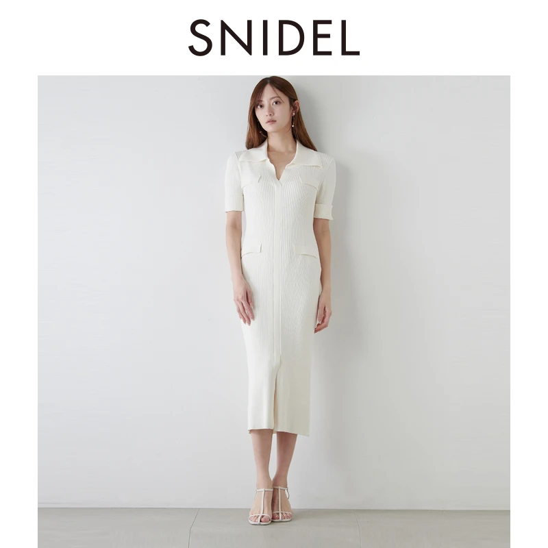 SNIDEL2025春夏优雅气质修身翻领针织连衣裙SWNO251141