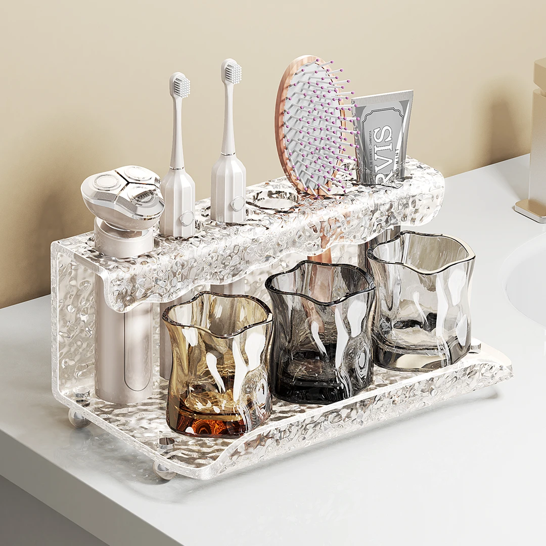 轻奢电动牙刷置物架卫生间漱口杯台面收纳架浴室洗漱套装高颜值