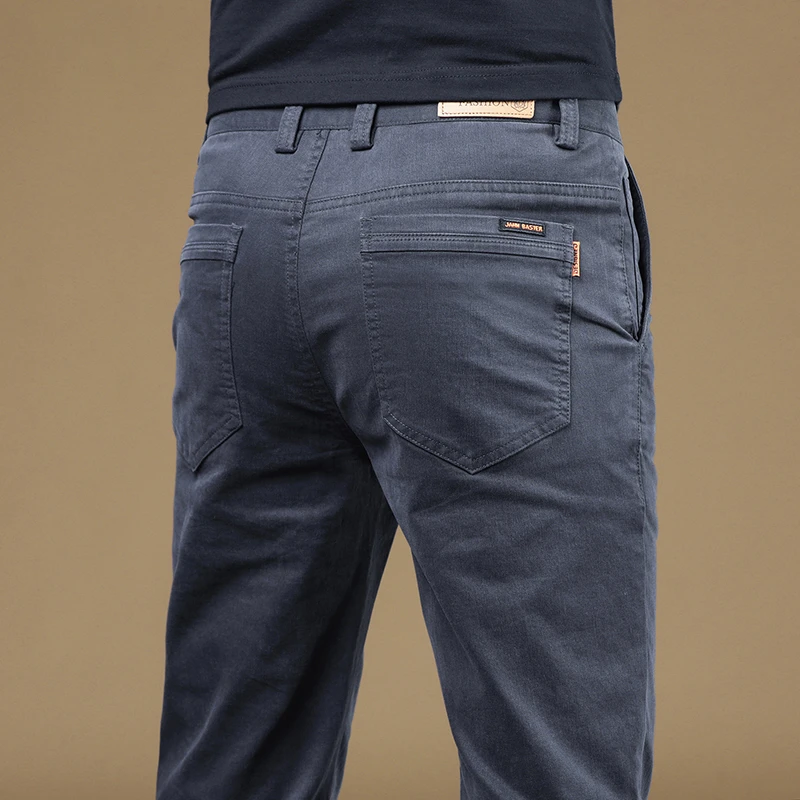 香港高端纯棉休闲裤2025秋冬新款修身直筒中年商务弹力长裤子西裤