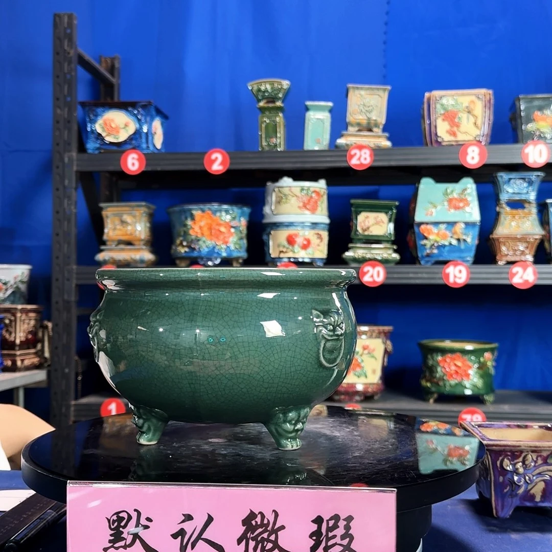 ༺***༻三足玉绿微瑕外口23内深13