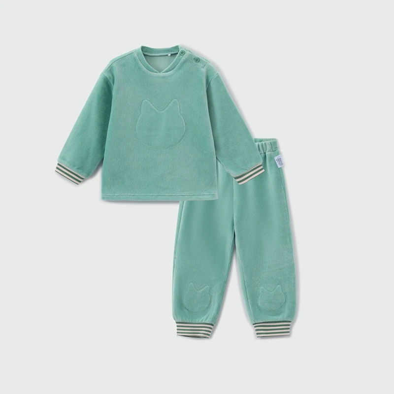 moimoln小云朵童装25年冬季新款男女宝家居服两件套舒适保暖套装