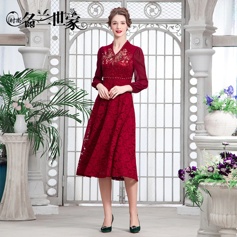 『简爱』名兰世家婚礼礼服裙喜婆婆婚宴装中式蕾丝连衣裙MQZ09A7352