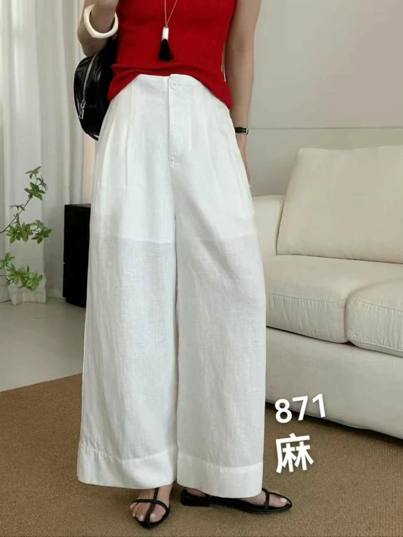 夏季新品KD871慵懒风立体剪裁阔腿裤百搭休闲裤直筒纯色女裤