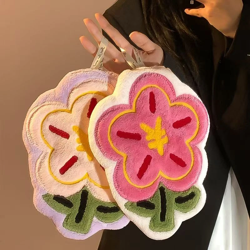 加厚擦手巾可挂厨房卫生间高档可爱吸水速干珊瑚绒擦手小毛巾手帕