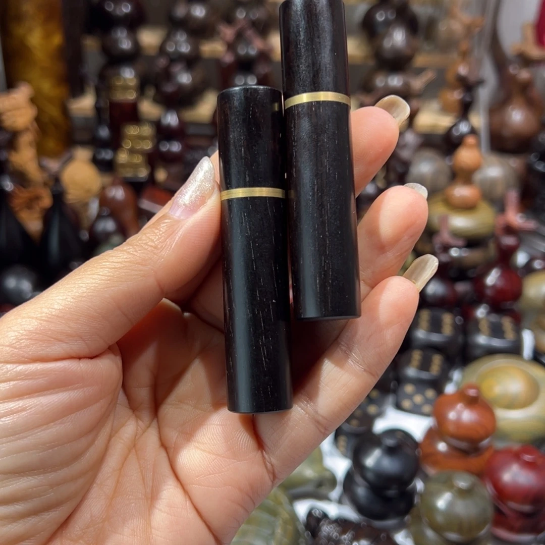 香榧木紫光檀牙签桶一对