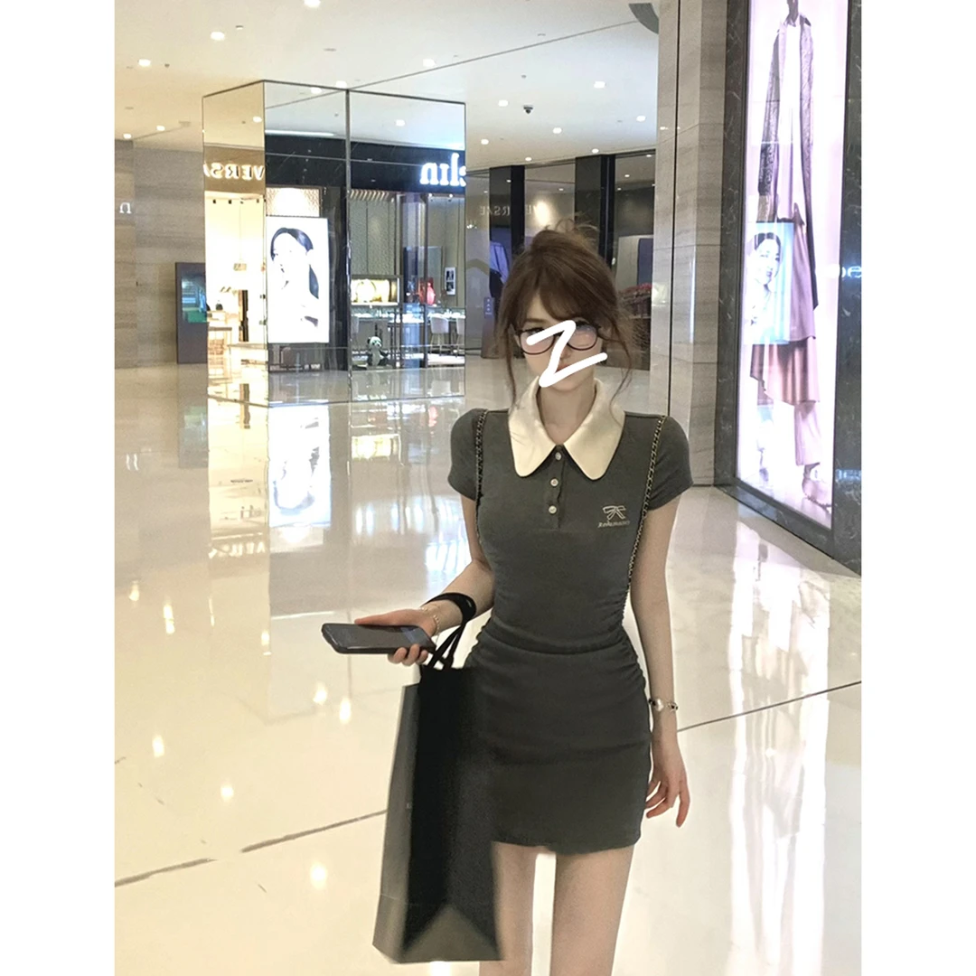 【现货专属】08445包臀裙修身短裙显瘦收腰短袖辣妹连衣裙女夏