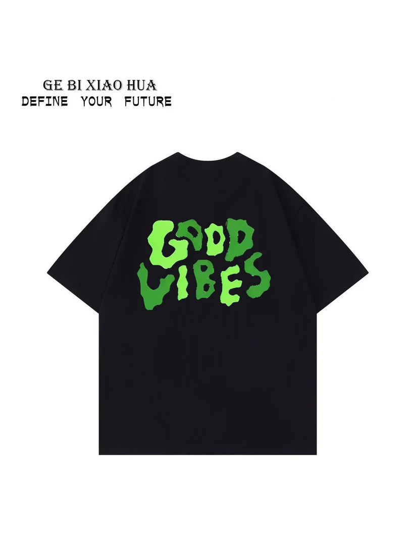 美式高街涂鸦痞帅时尚潮流夏季透气纯棉男女同款高品质圆领短袖T