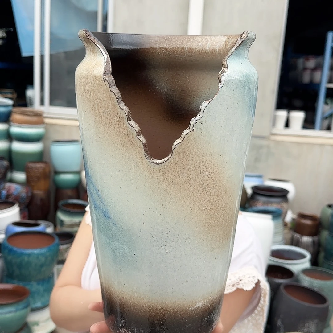 紫砂花盆高34口19