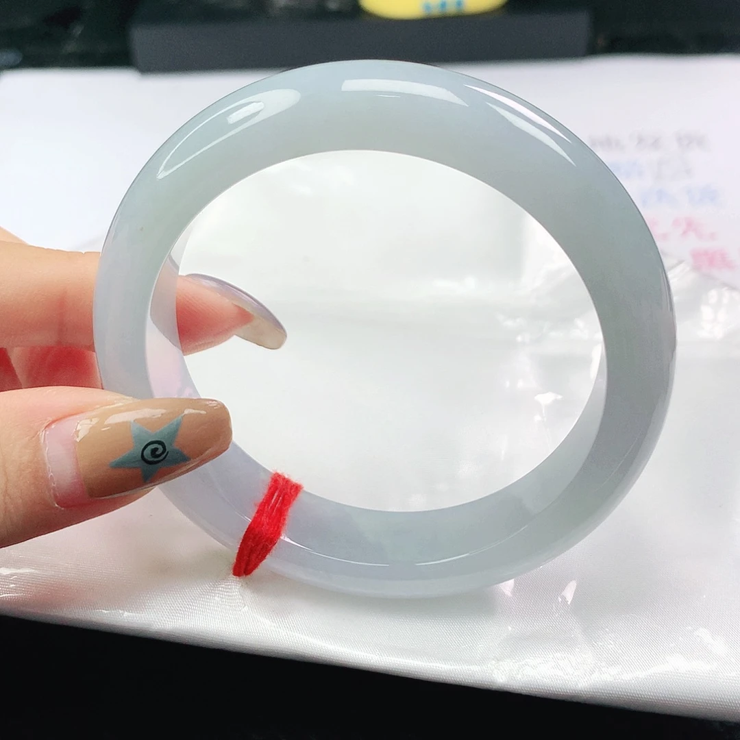 翡翠未镶嵌手镯翡翠56.1蓝冰胶润正圈