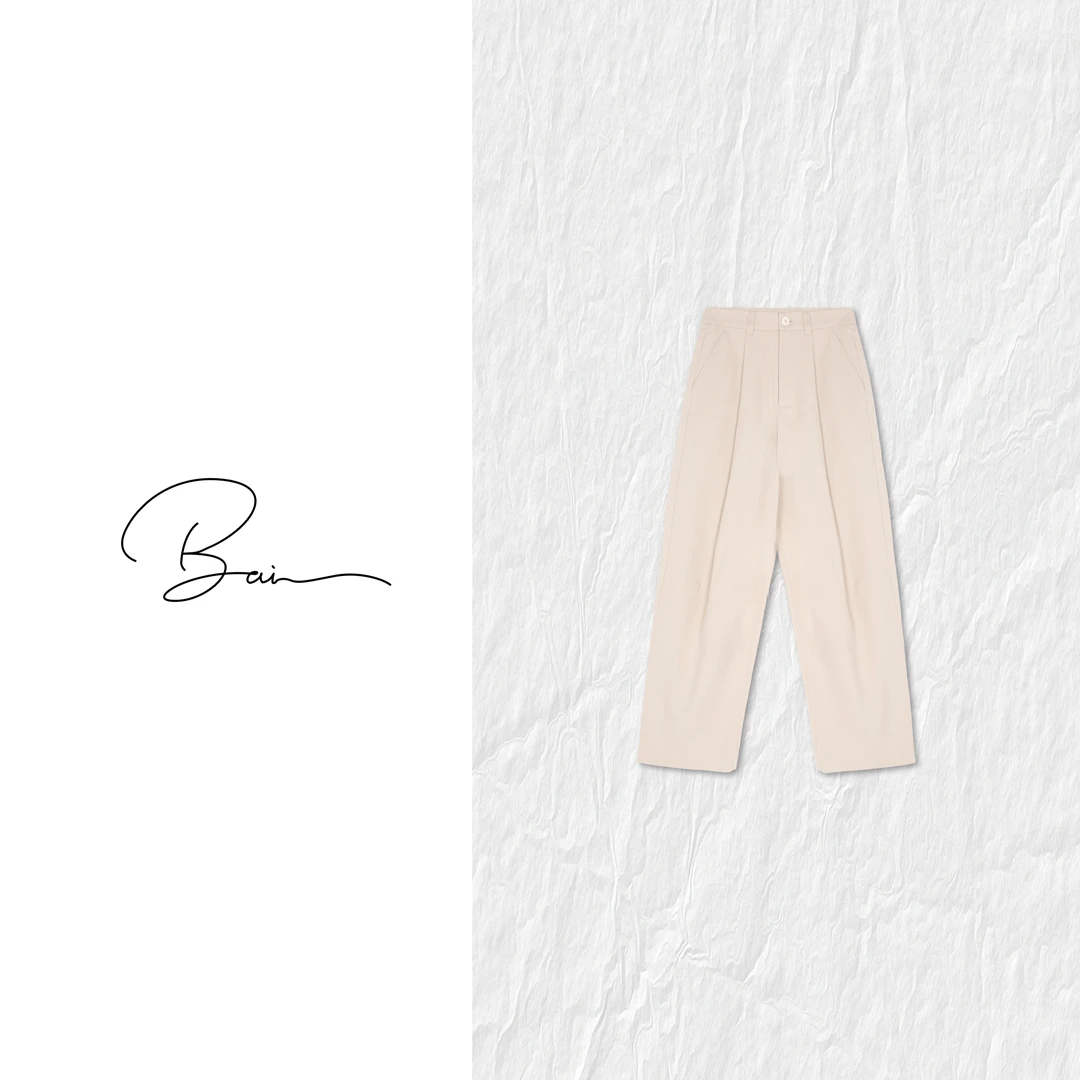 TXB 棉质堆褶遮胯直筒宽松百搭工装休闲裤XB-7773