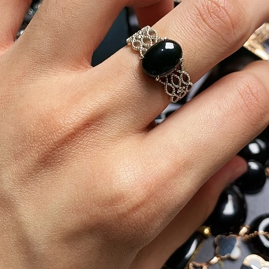 翡翠银S925镶嵌戒指