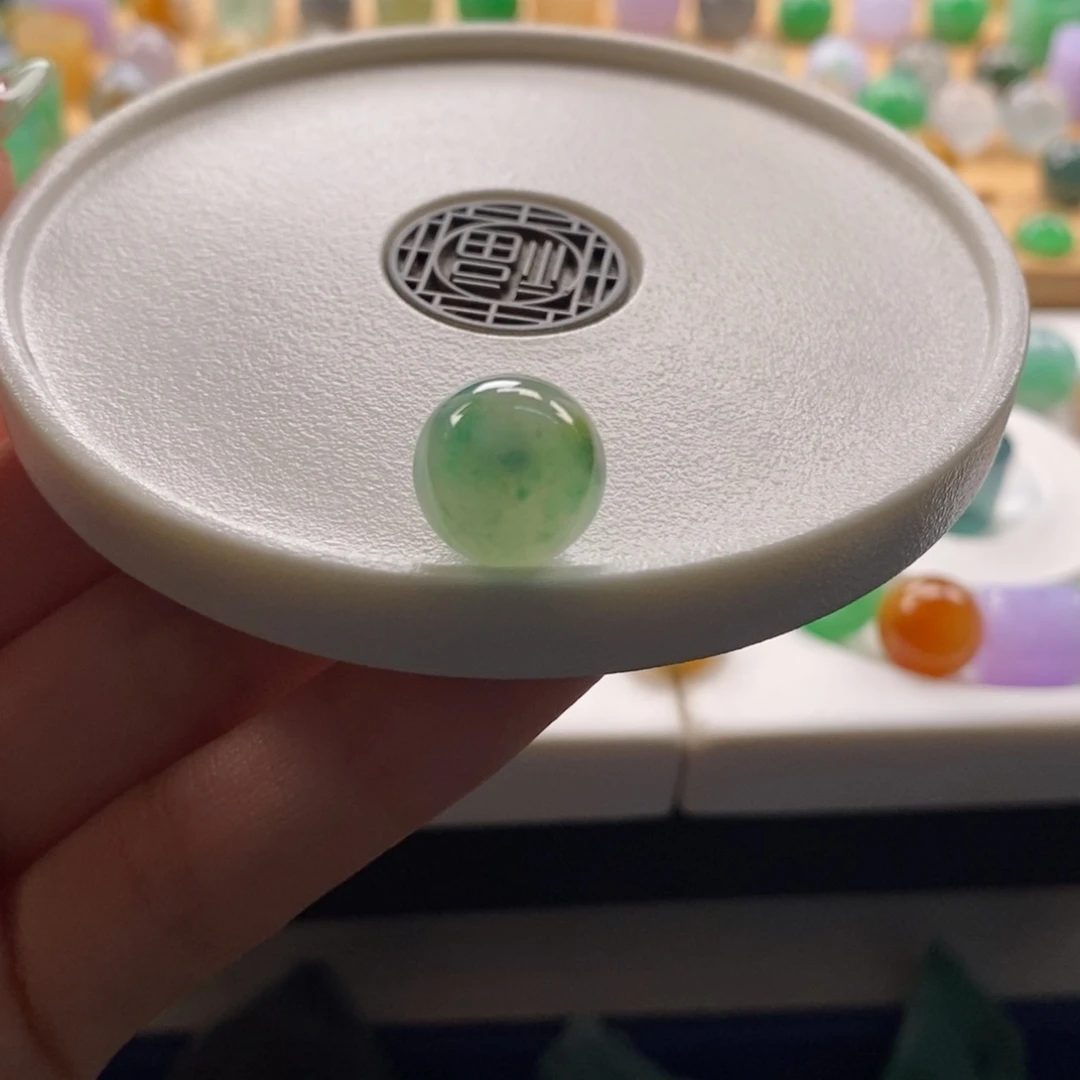 翡翠未镶嵌颈饰特色飘花圆珠卡12