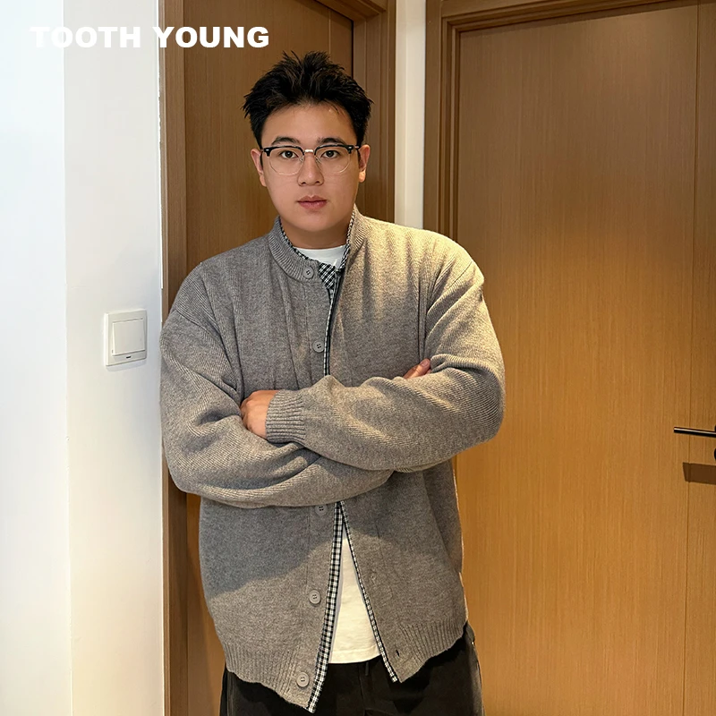 TOOTH YOUNG【冬至开衫】假两件立领针织衫男冬季保暖长袖毛衣
