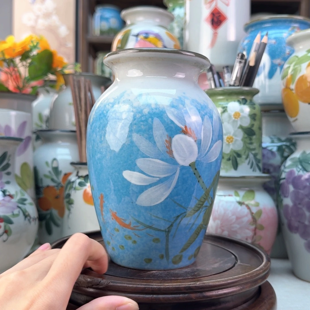 景德镇陶瓷手绘花瓶无孔