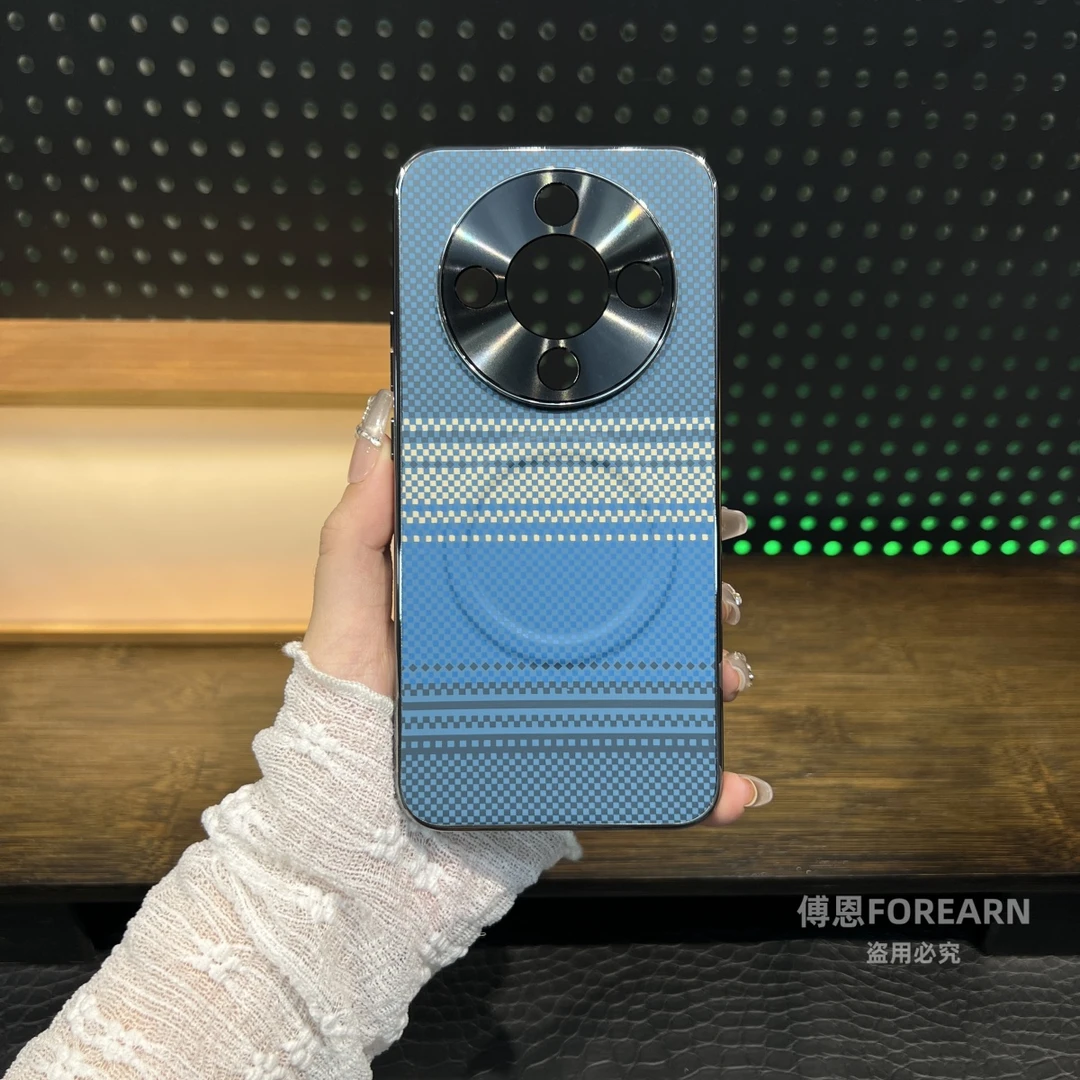 适用于荣耀X70手机壳磁吸新款HONORx70保护套超薄创意碳纤维纹款