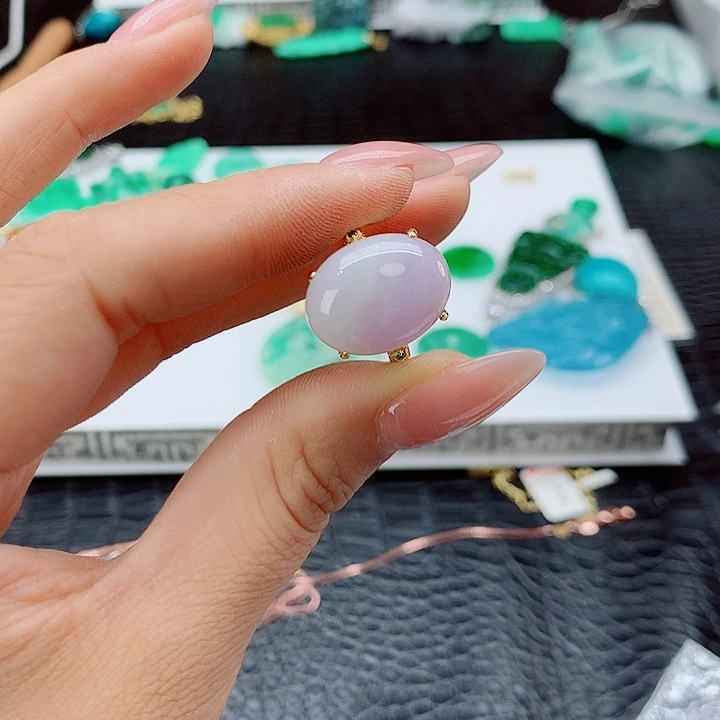 翡翠戒指银S925镶嵌，