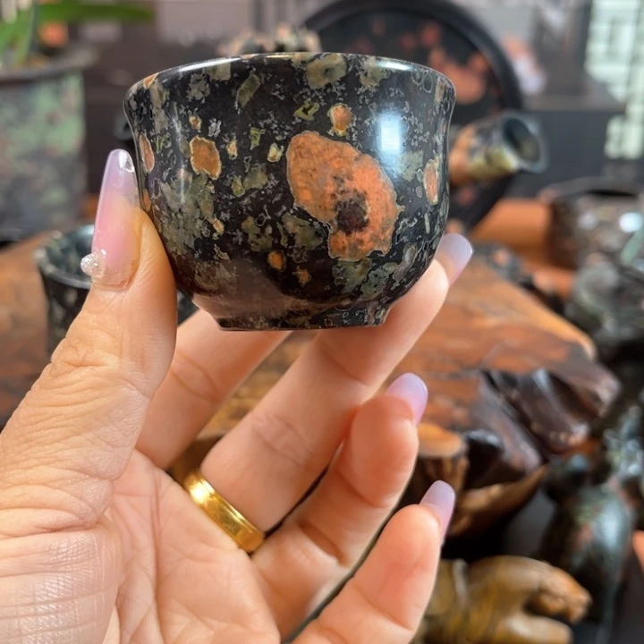天然梅花玉茶杯茶杯