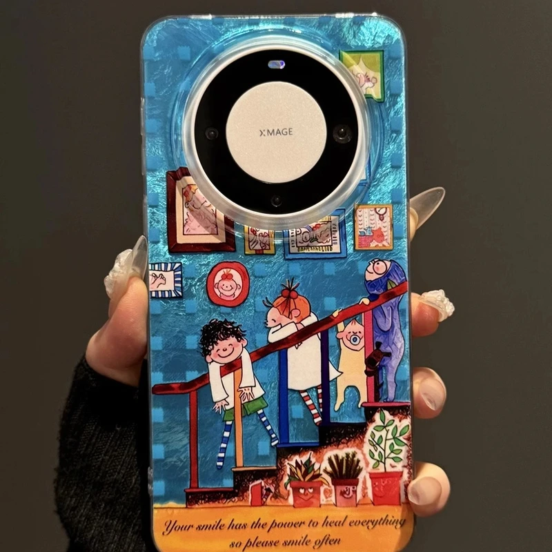 可爱看画展coco酱适用华为mate70pro手机壳新款彩绘pura70冰川纹