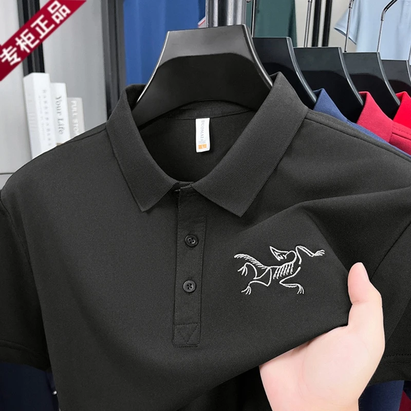 奥莱鸟家夏季新款短袖t恤男刺绣款棉纯polo衫休闲翻领体上衣
