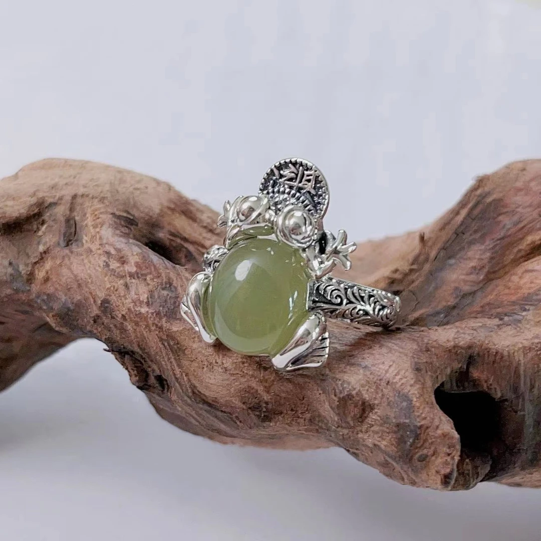 925银戒指 精品田田呱呱来财金蟾戒指 112414