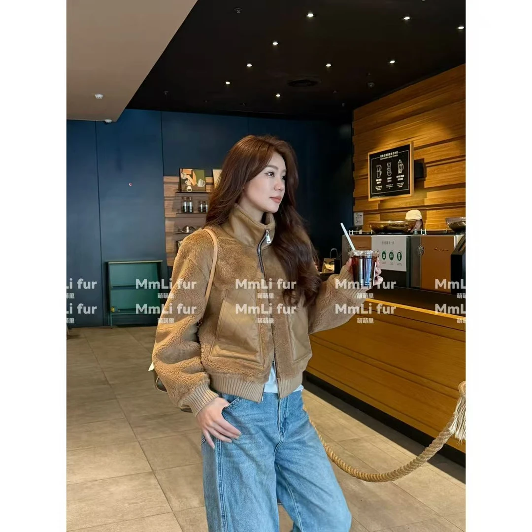 【萌萌里】MMLi CLOTHES｜ 左岸咖啡新款水貂羊皮毛一体外套mm991199
