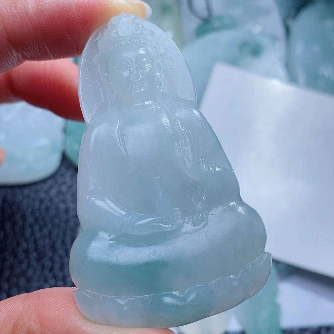 定制翡翠未镶嵌毛货付款后确认抛光