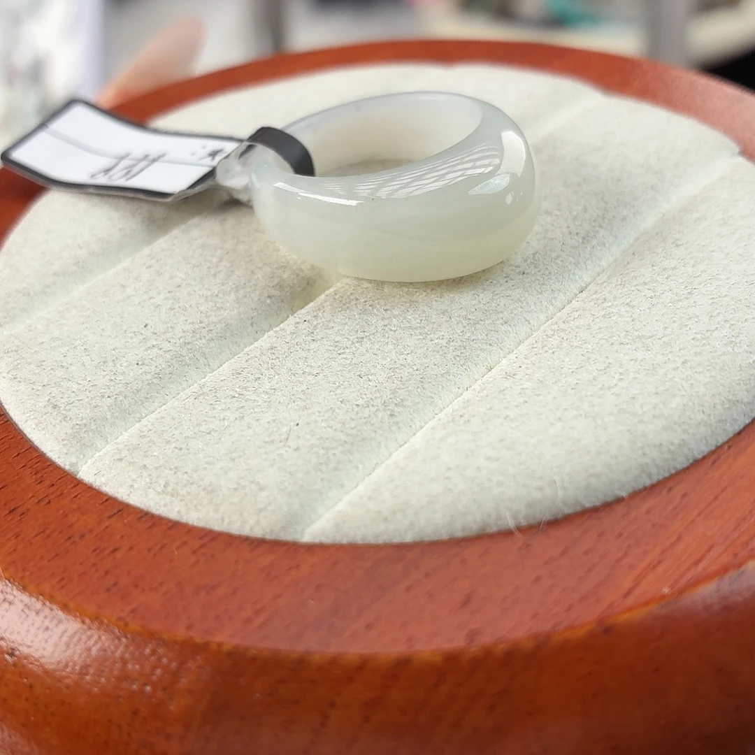 和田玉未镶嵌戒指r22冰白馒头18.6