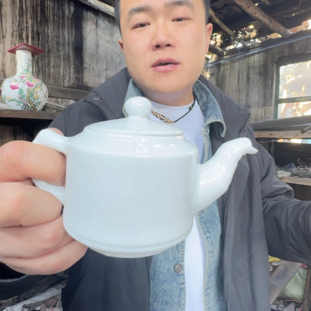摆件景德镇高温陶瓷玉泥胎竹节壶