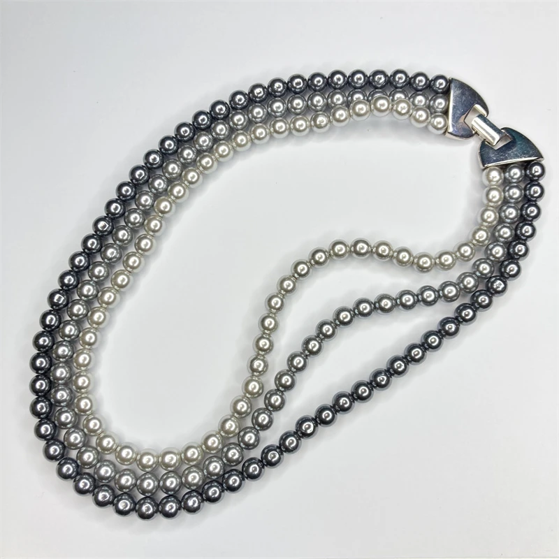 合金项链 napier三层珠珠项链1-1【2061227-077】