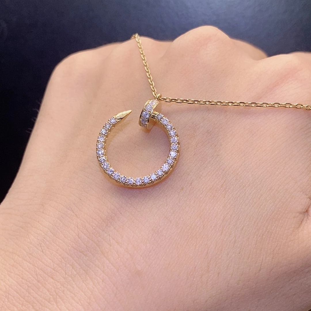 项链钻石18K金镶嵌满钻钉子k黄