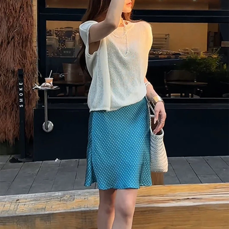 时尚复古印花波点半身裙女夏季新款洋气减龄设计感薄款显瘦A字裙