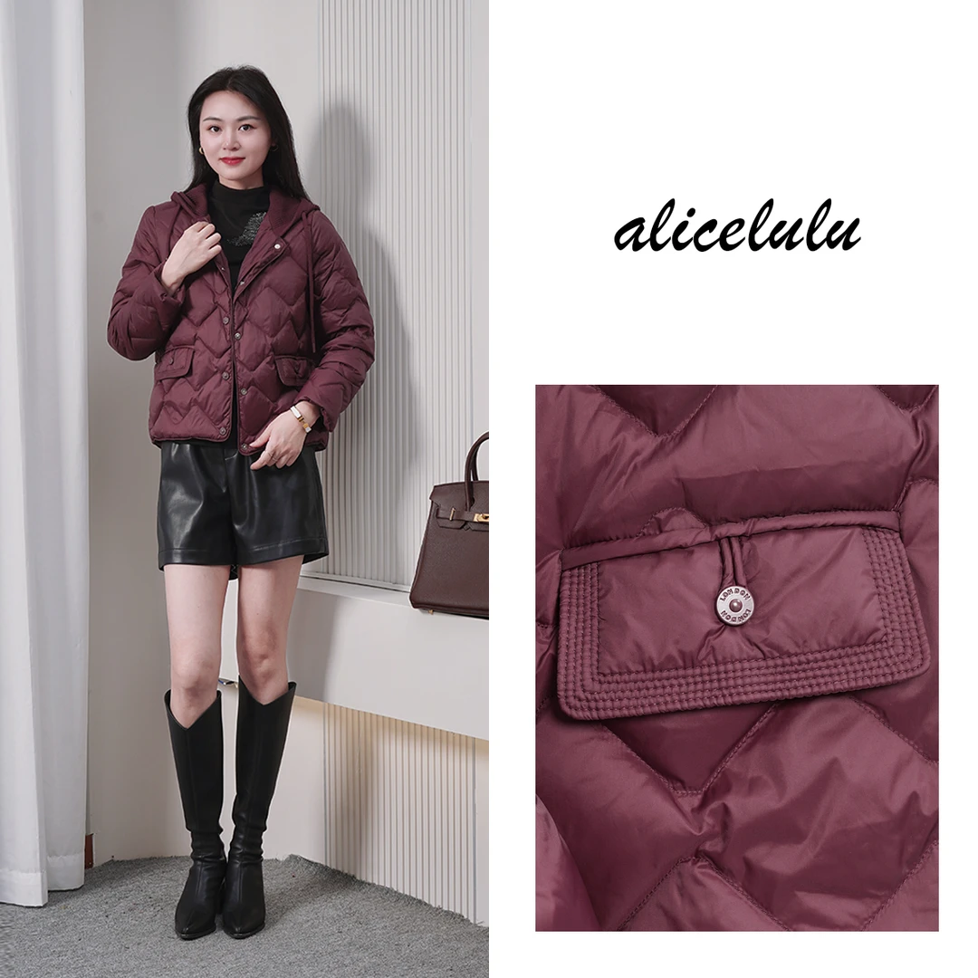 alicelulu 时髦尖子生.针织连帽拼接鸭绒羽绒服S2145768Tr