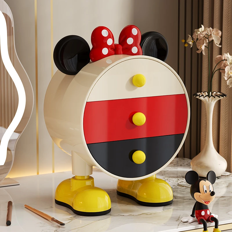 【迪士尼联名】米奇卡通收纳盒创意摆件抽屉梳妆台化妆刷口红收纳盒