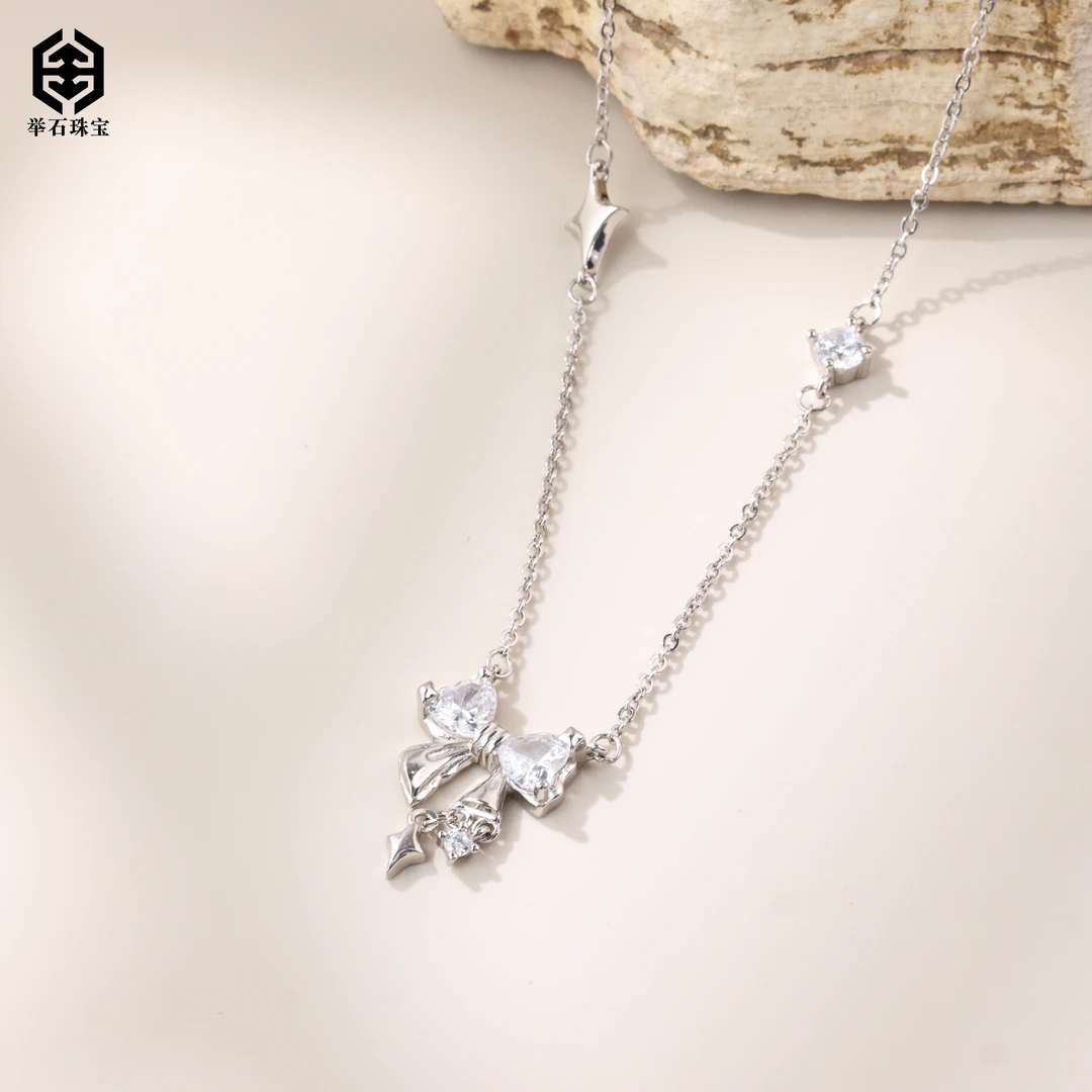 足银合成锆石银制品 【举石珠宝】T0528-127-83足银999项链（一件）H