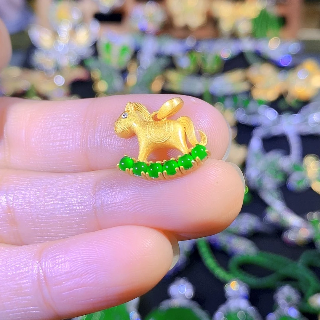 吊坠(不含链)银S925镶嵌翡翠