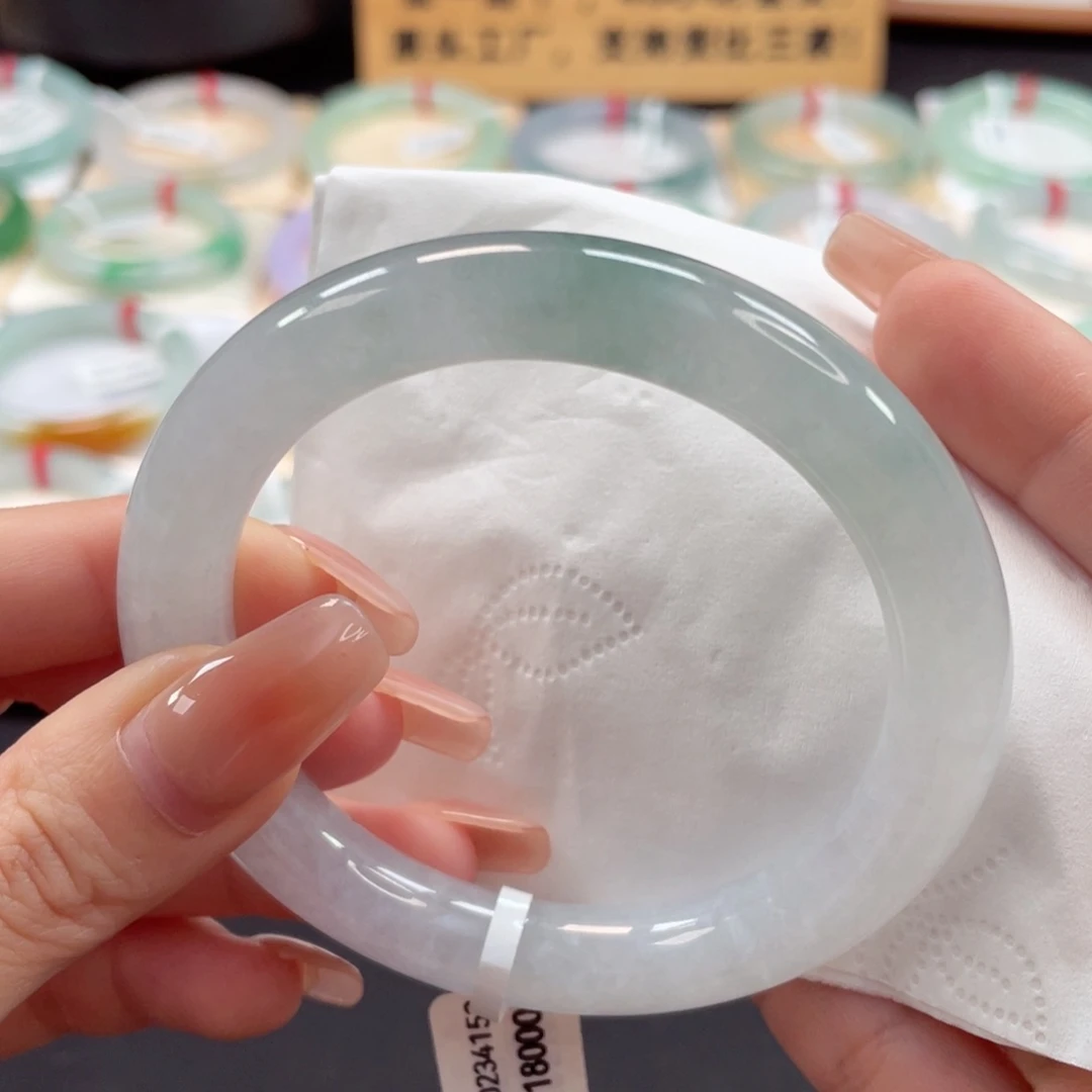 未镶嵌手镯翡翠58冰冰条莫西沙湖水绿1号