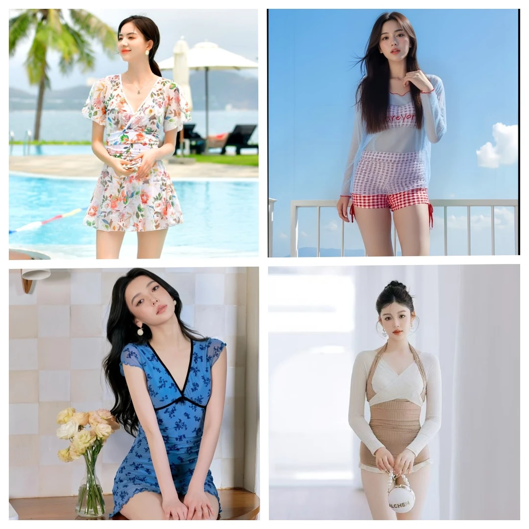 时尚户外泳装百搭女士夏季游泳衣显瘦性感连体速干韩版遮肚泳衣女