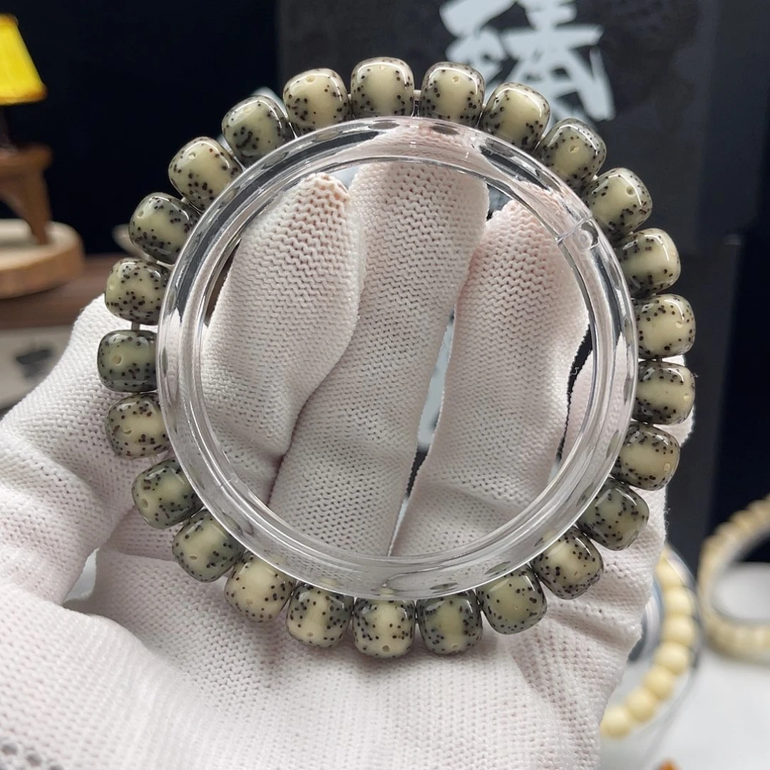 手串星月菩提石玉一线天绿背9+8同枝