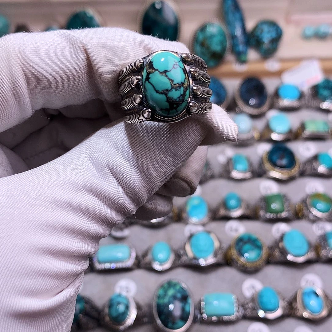 绿松石挂件银S925镶嵌