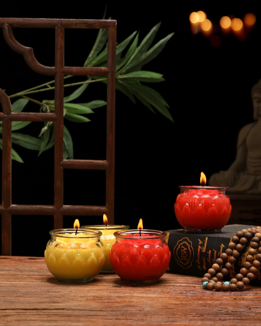 禧之优品玻璃平口莲花花头足24小时供灯纯酥油火光稳定