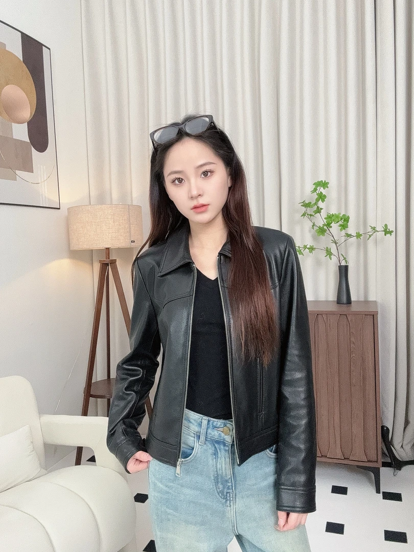 经典百搭时尚皮衣外套女2025新款 小个子短款机车夹克