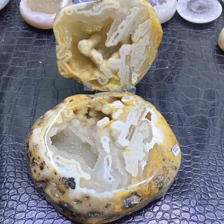 未镶嵌珠宝半成品水晶黄软双洞异象盆