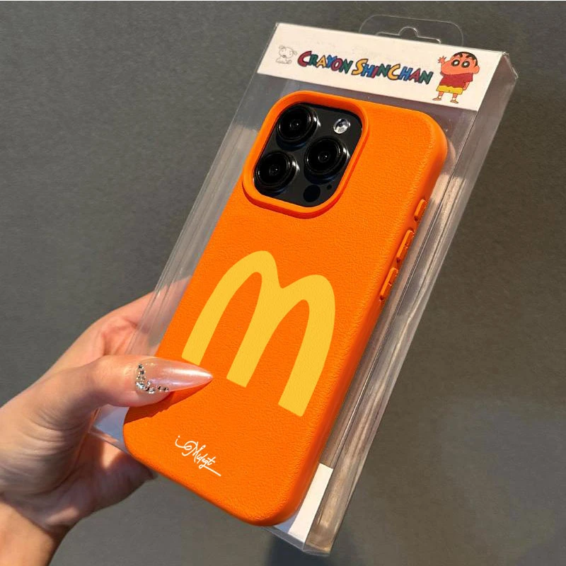 签名M记适用苹果16p/15手机壳iPhone14promax13荔枝纹12防摔11软