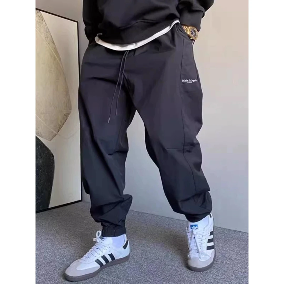 特大码300斤痞帅高端户外休闲长裤男装夏季潮牌宽松运动束脚裤子2