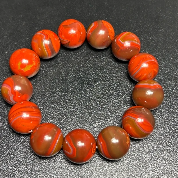 战国红玛瑙手串宣化了直径18毫米血红色