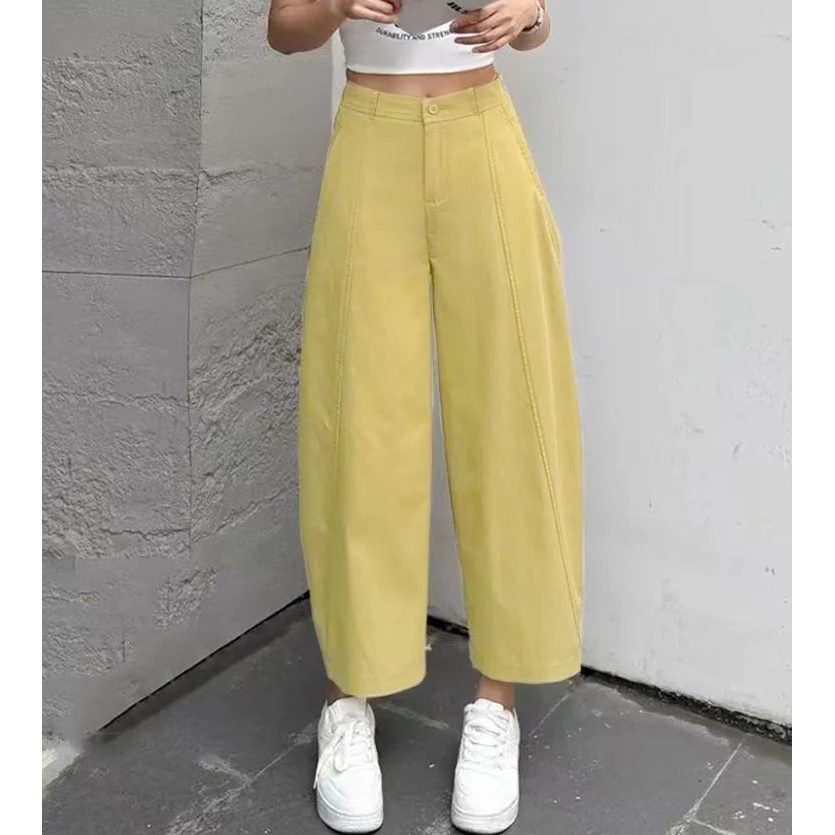 只发新疆女士高腰九分裤阔腿裤夏季新款气质时尚百搭2553