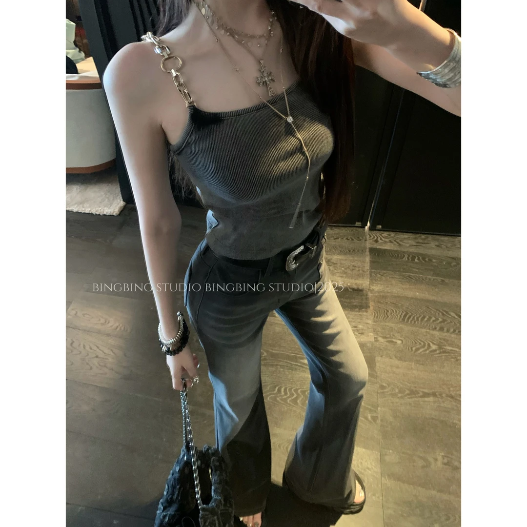 冰冰●「老钱调」夏季时尚气质辣妹百搭通勤减龄显瘦吊带JJC5DD0357