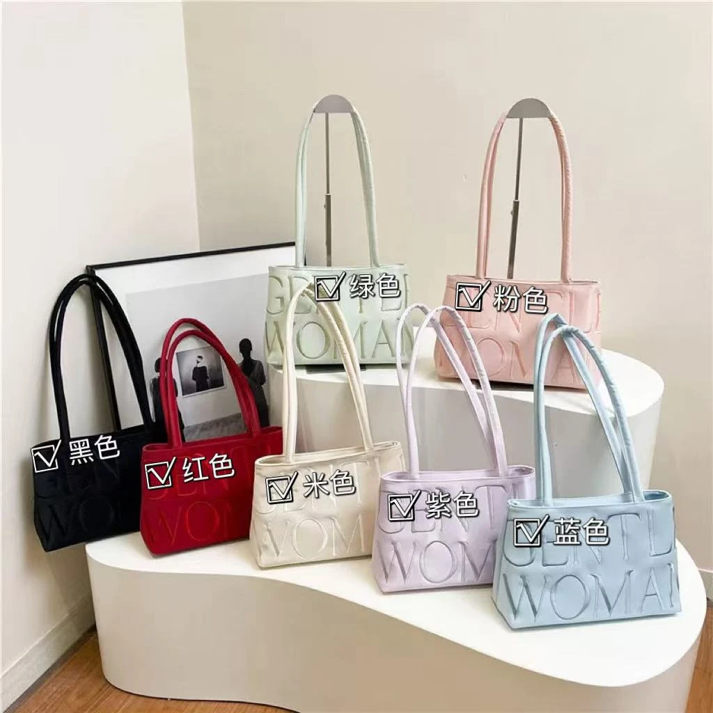 小雅姐姐  小众设计款字母刺绣百搭手提腋下单肩包IU72