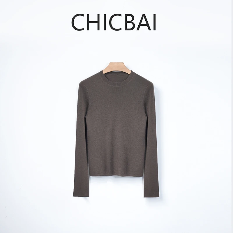 CHICBAI 极简万用 18针精纺全羊毛净色针织衫